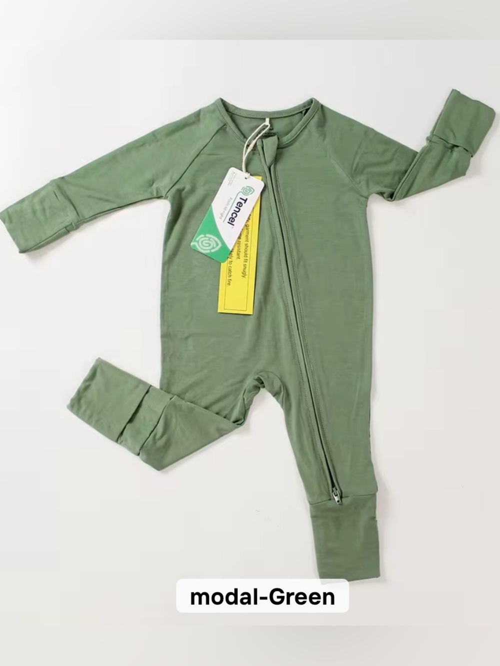 Modal Green Zippered Kids One-Piece Romper